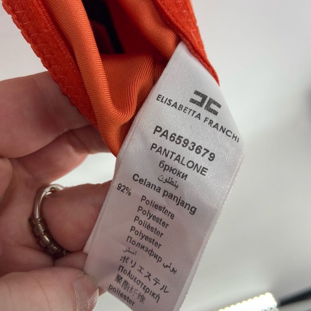 Elisabetta Franchi Women's Orange Stretch Leggings Italian 40 - Picture 7 of 11